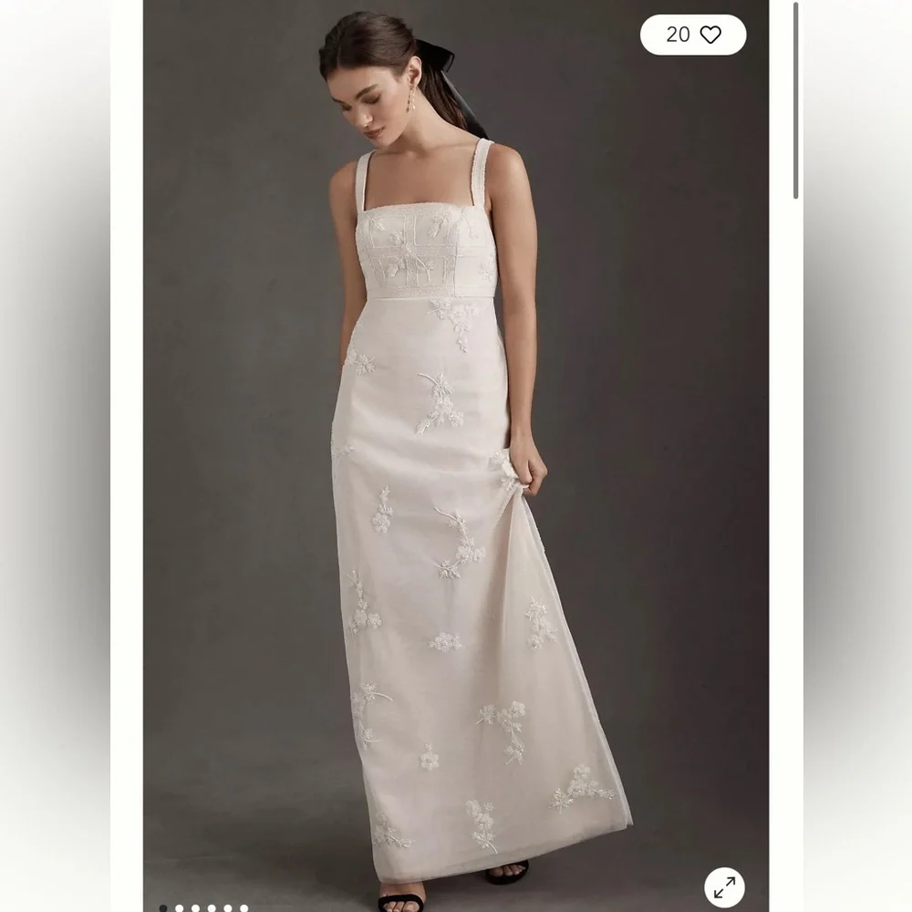 Anthropologie BHLDN Micheline Embellished Square Neck Column Wedding Dress 2 - Picture 5 of 12